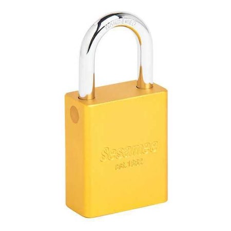 Alum Safety Lockout Padlock, KA, Yellow, Keyed Alike, Aluminum, Yellow, 1
