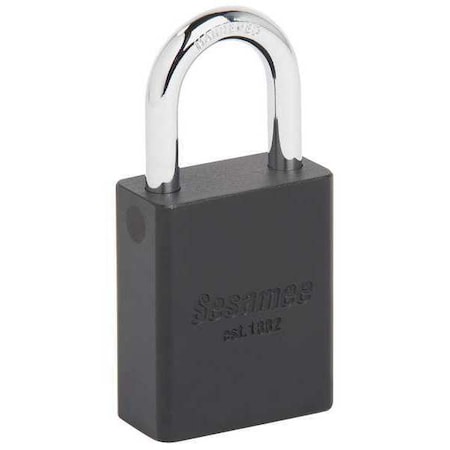 Alum Safety Lockout Padlock, KD, Black, Keyed Different, Aluminum, Black, 1