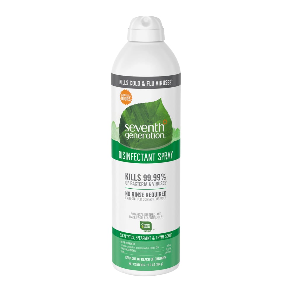 Seventh Generation Disinfectant Cleaner, Spray, 13.9 fl oz, Eucalyptus Spearmint & Thyme Scent, Case of 8 - Clear MPN:SEV22981