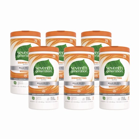 Botanical Disinfecting Wipes, 7 x 8, Lemongrass Citrus, 70 Count, 6PK MPN:SEV 22813