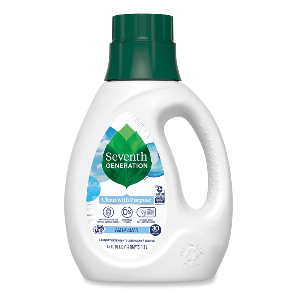 Seventh Generation Natural Liquid Laundry Detergent, Fragrance Free, 45 oz Bottle, 6/Carton MPN:10732913450661
