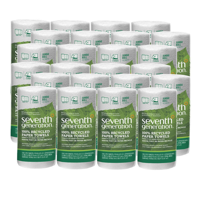 Seventh Generation Right-Size 2-Ply Paper Towels, 100% Recycled, 156 Sheets Per Roll, Pack Of 24 Rolls MPN:13722