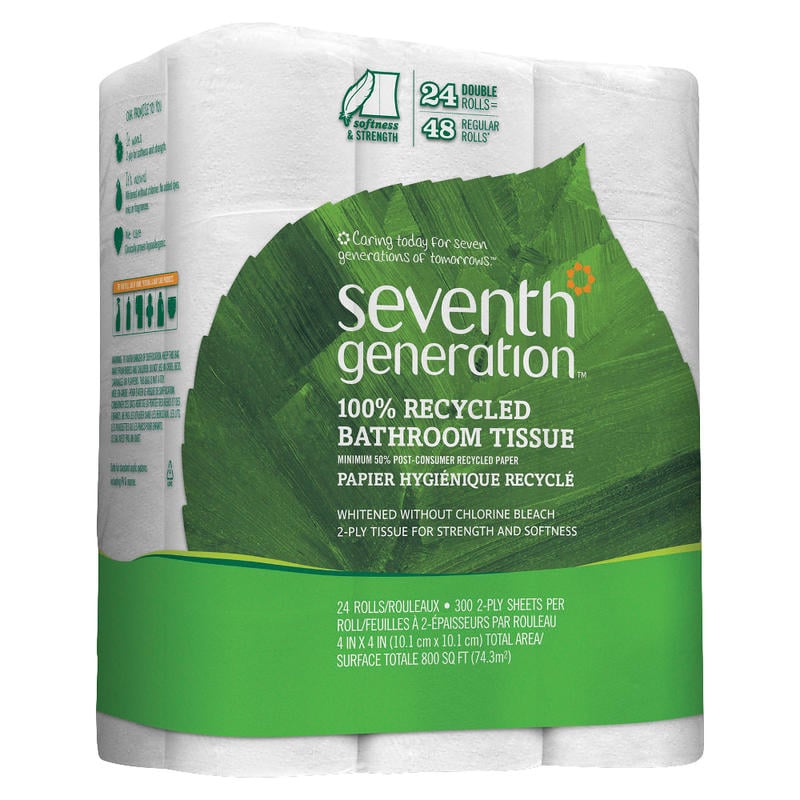Seventh Generation 2-Ply Toilet Paper, 100% Recycled, 300 Sheets Per Roll, Pack Of 24 Rolls MPN:13738