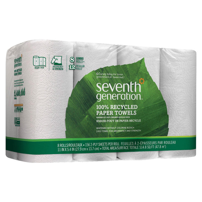 Seventh Generation 2-Ply Paper Towels, 100% Recycled, 156 Sheets Per Roll, Pack Of 8 Rolls MPN:13739