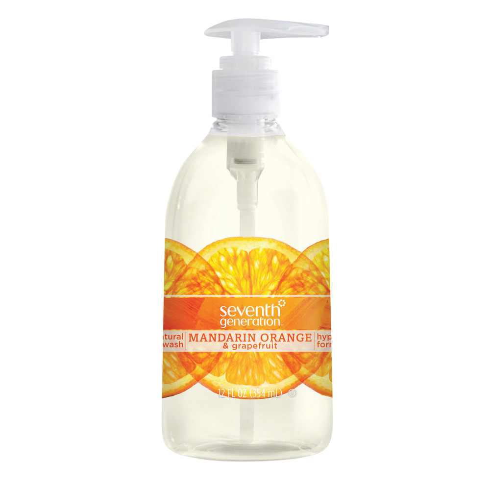 Seventh Generation Natural Liquid Hand Wash Soap, Mandarin Orange/Grapefruit Scent, 12 Oz Bottle MPN:22925