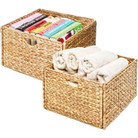 Woven Hyacinth Storage Cube Basket - 2-Pack - Light Brown WEB168 - Pkg Qty 2