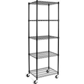 5-Tier UltraDurable Mobile Wire Shelving - Commercial Grade NSF Steel 24