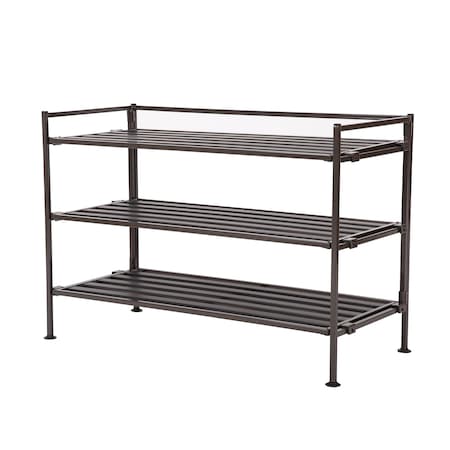 Shoe Rack, Resin Slatted, 3 Tier, Espresso MPN:SHE15882