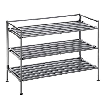 Shoe Rack, Resin Slatted, 3 Tier, Ash Gray MPN:SHE15930
