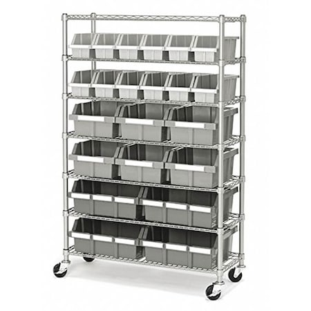 Steel Wire Shelving Rack, 7 Shelves, Gray MPN:SHE16511BX