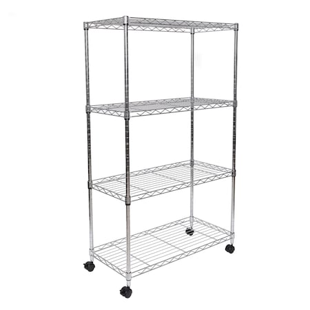 Steel Wire Shelf, 4 Tier, 4 Casters MPN:WEB674