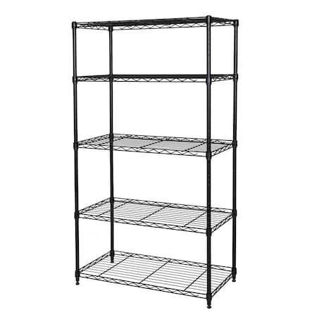 Steel Wire Shelving, 5 Tier, 4 Steel Poles MPN:WEB675