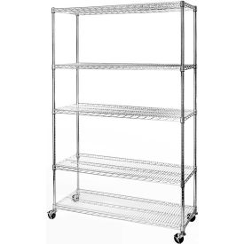 5-Tier UltraDurable Mobile Wire Shelving - Commercial Grade NSF Steel 48