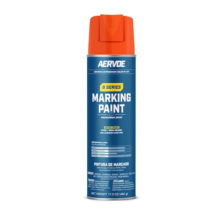Aervoe 6 Series Marking Paint (Water Based), Red/Orange Fluorescent (17oz) MPN:20-658