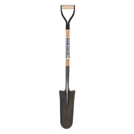 Drain Spade Shovel, 14 ga Steel Blade, Forward Turn Step, 30 in L Natural Hardwood Handle MPN:49157