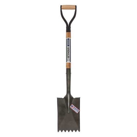 Notched Roofing Spade Shovel, Steel Blade, 29 in L Natural Hardwood Handle MPN:49169