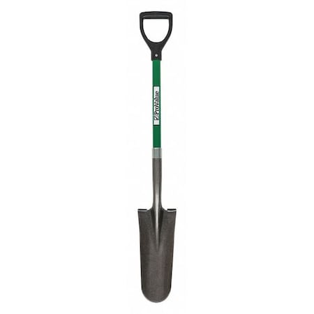 Drain Spade Shovel, 16 ga Forward Turn Step, 26 in L Green Durable Fiberglass Handle MPN:49437