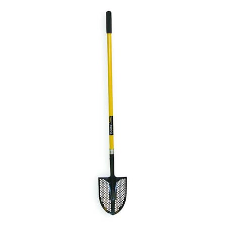 Round Point Mud/Sifting Shovel, 14 ga #2 Blade, Steel Blade, Forward Turn Step, 48 in L Yellow MPN:49500GR