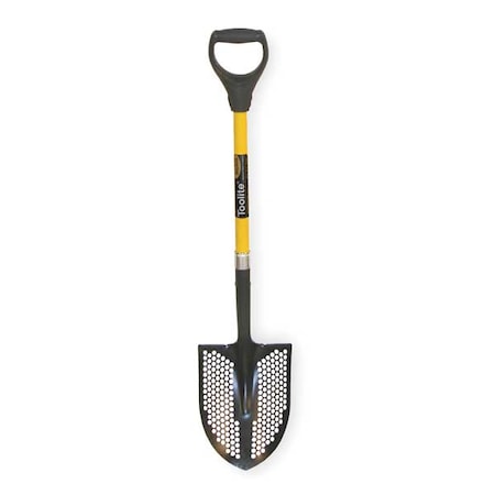 Round Point Mud/Sifting Shovel, 14 ga #2 Blade, Steel Blade, Forward Turn Step, 29 in L Yellow MPN:49501GR