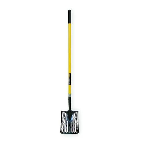 Square Point Mud/Sifting Shovel, 14 ga #2 Blade, Steel Blade, Forward Turn Step, 48 in L Yellow MPN:49502GR