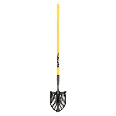 Round Point Mud/Sifting Shovel, 14 ga #2 Blade, Steel Blade, Forward Turn Step, 48 in L Yellow MPN:49540GRA