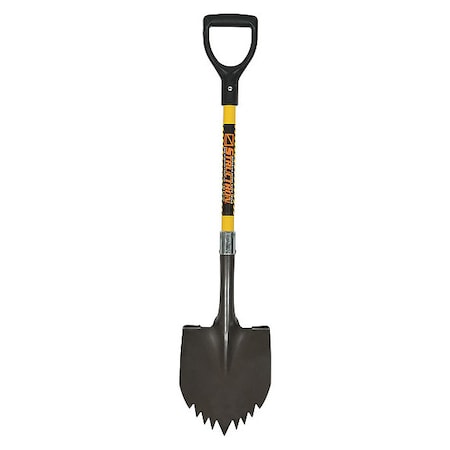 Round Point Shovel, 14 ga #2 Blade, Steel Blade, Standard Step, 40 in L Yellow Fiberglass Handle MPN:49632GR