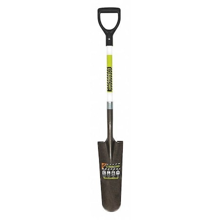 Drain Spade Shovel, 14 ga #12 Blade, Steel Blade, Forward Turn Step, 29 in L Black/Safety Green MPN:49752GRA