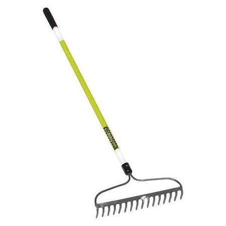 16 in Steel Bow Rake, 16 Tines, 60 in L Fiberglass Handle MPN:49754GRA