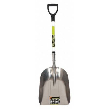 No. 12 14 ga Scoop Shovel, Aluminum Blade, 29 in L, Black/Hi-Visibility Green MPN:49755GRA