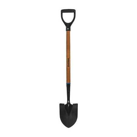 Round Point Shovel, Tempered Steel Blade, Forward Turn Step, 30 in L Natural Hardwood Handle MPN:60701
