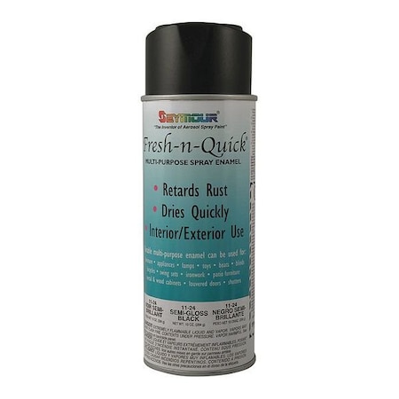 Fresh Quick Paint, Semi-Gl Blk, 10oz., Black, Semi-Gloss, Solvent, 10 oz MPN:11-24