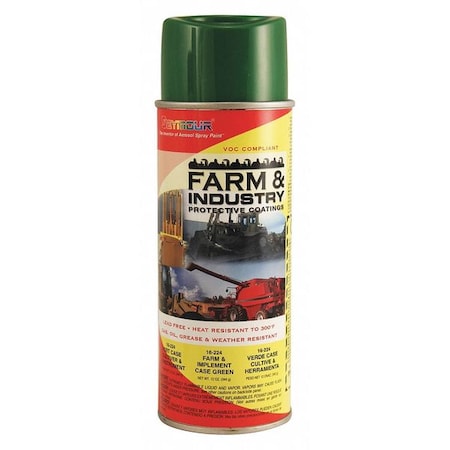 Rust Preventative Spray Paint, Green, High-Gloss, Solvent, 12 oz MPN:16-224