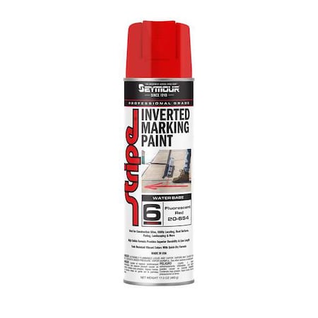 Inverted Marking Paint, 17 oz., Fluorescent Red, Water -Based MPN:20-654
