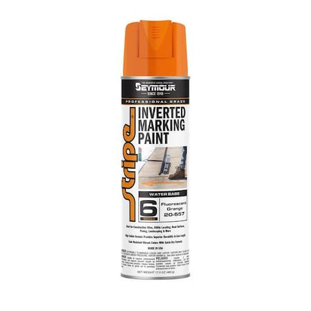 Inverted Marking Paint, 17 oz., Fluorescent Orange, Water -Based MPN:20-657