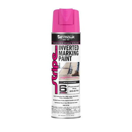 Inverted Marking Paint, 17 oz., Fluorescent Pink, Water -Based MPN:20-679