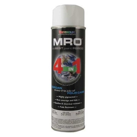 Spray Paint, Flat White, White, Flat, Solvent, 16 oz MPN:620-1412