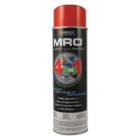 Spray Paint, Safety Orange, Safety Orange, Gloss, Solvent, 16 oz MPN:620-1451