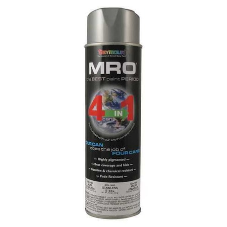 Spray Paint, Stainlss Steel, Stainless Steel, Gloss, Solvent, 16 oz MPN:620-1460