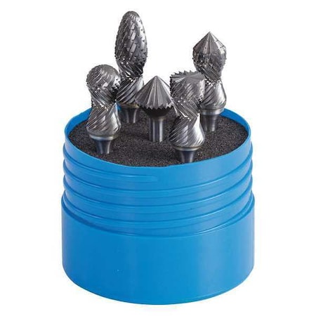 Carbide Bur Set, Double Cut, 1/4 in. MPN:18220