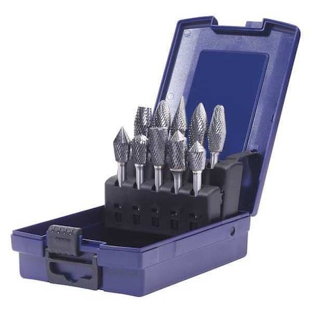Carbide Bur Set, Double Cut, 10 pcs. MPN:18235