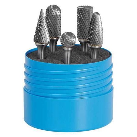 Carbide Bur Set, Double Cut, 5 pcs., 1/4in. MPN:18262