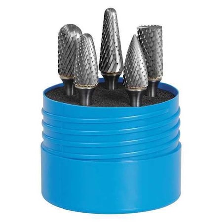 Carbide Bur Set, Omega Cut, 5 pcs., 1/4 in. MPN:18265