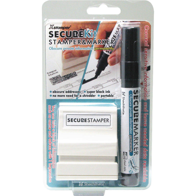 Xstamper Small Security Stamper Kit - 0.50in Impression Width x 1.69in Impression Length - Black - 1 / Pack (Min Order Qty 4) MPN:35302