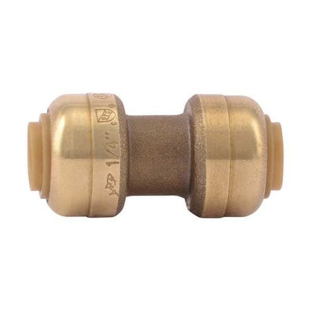 Push-Fit Coupling Fitting, 1/4 in Tube Size, Brass, Brass MPN:U004LF