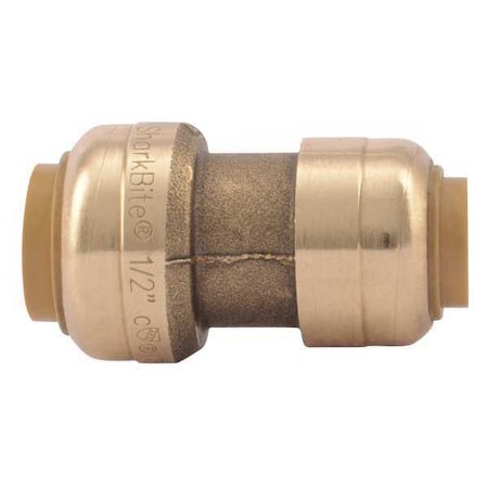 Push-Fit Coupling Fitting, 3/8 in x 1/2 in Tube Size, Brass, Brass MPN:U009LF