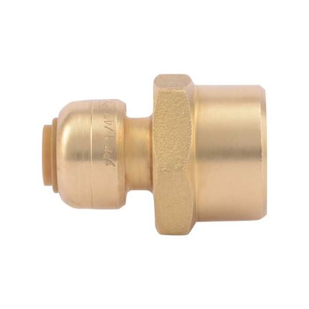 Push-Fit Adapter Fitting, 1/4 in Tube Size, Brass, Brass MPN:U066LF