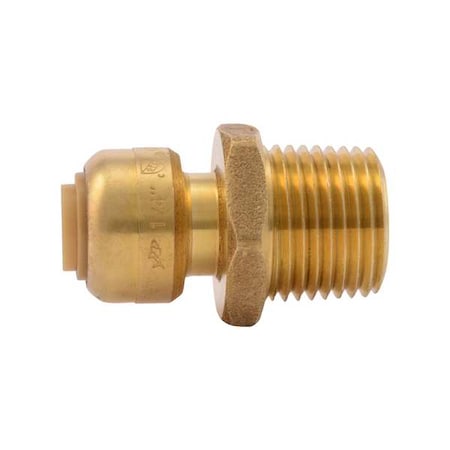Push-Fit Adapter Fitting, 1/4 in Tube Size, Brass, Brass MPN:U110LF