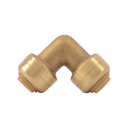 Push-Fit Elbow Fitting, 1/4 in Tube Size, Brass, Brass MPN:U244LF