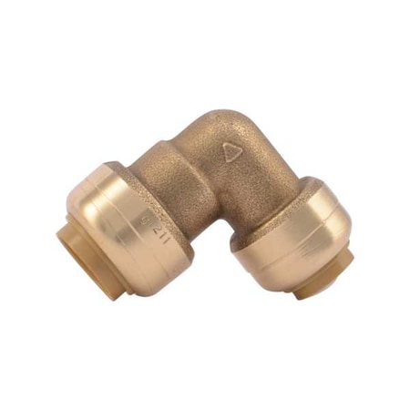 Push-Fit Elbow Fitting, 1/2 in x 3/8 in Tube Size, Brass, Brass MPN:U272LF