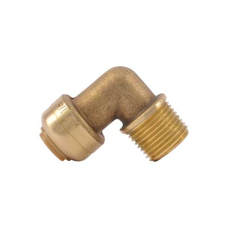 Push-Fit Elbow Fitting, 3/8 in Tube Size, Brass, Brass MPN:U276LF